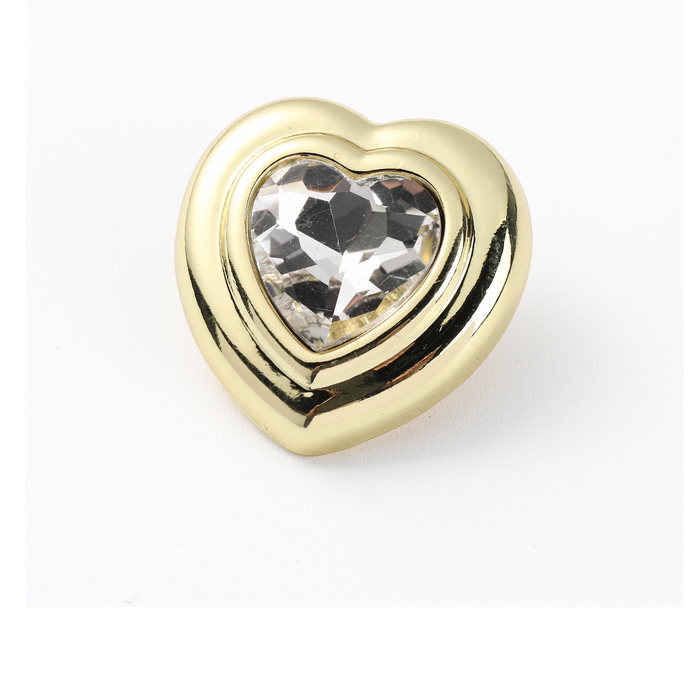 Gold heart button with gemstone centre