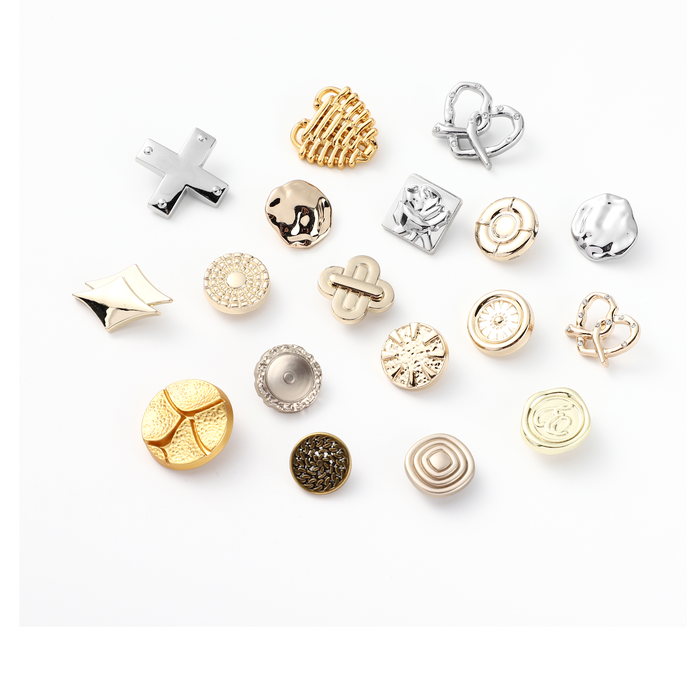 Mixed metal buttons in gold and silver finishes